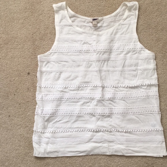 J. Crew Tops - J crew tank with crochet striped detailing NWOT